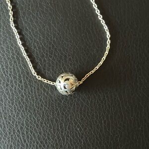 LOIS HILL STERLING SILVER BALL CHARM NECKLACE TOGGLE LOCK CLASP